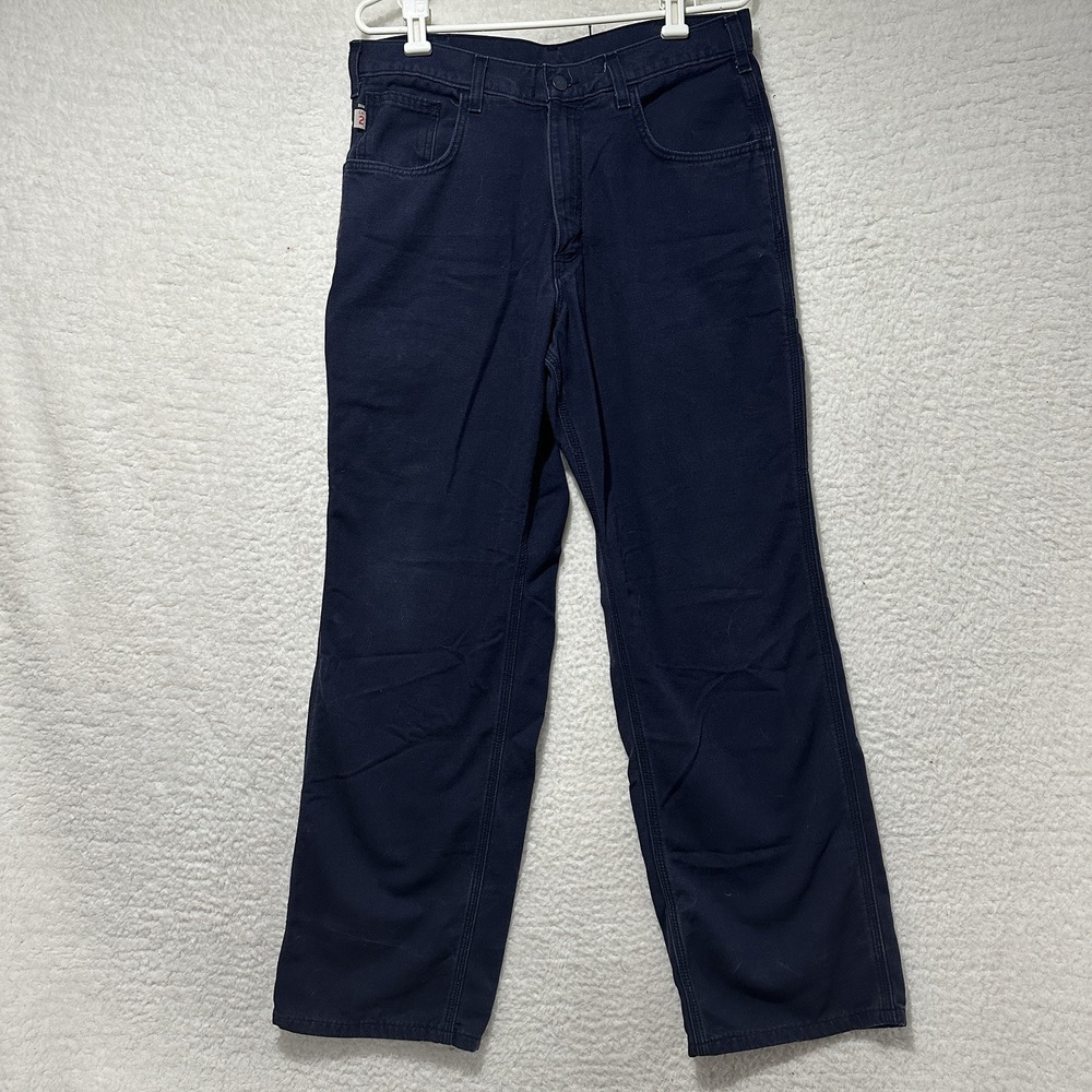 CARHARTT FLAME RESISTANT CAT 2 FRB159-DNY Navy Blue Workwear Pants Mens Size 33